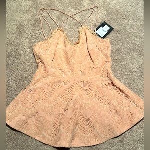 Blush pink Lacey top with cross straps